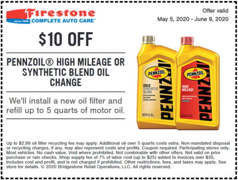 Firestone High Mileage Oil Change Coupon