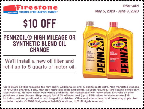 Firestone Synthetic Blend Oil Change Coupon