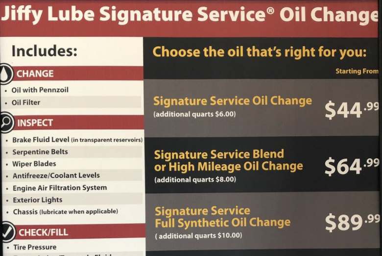 jiffy lube oil change price